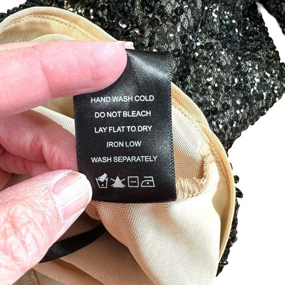 Michael Costello X Revolve Nadiya Top In Black Sequins Party Sexy Sz Small - Picture 12 of 12